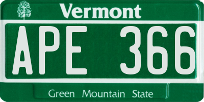 VT license plate APE366