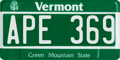 VT license plate APE369