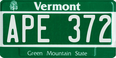 VT license plate APE372