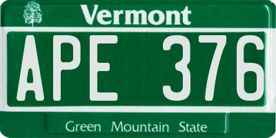 VT license plate APE376