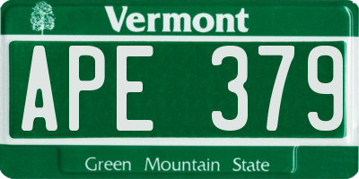 VT license plate APE379