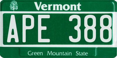VT license plate APE388
