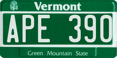 VT license plate APE390