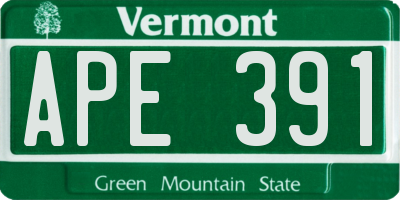 VT license plate APE391