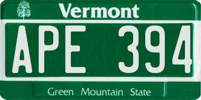 VT license plate APE394