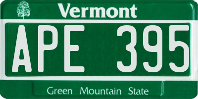 VT license plate APE395