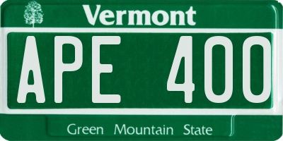 VT license plate APE400
