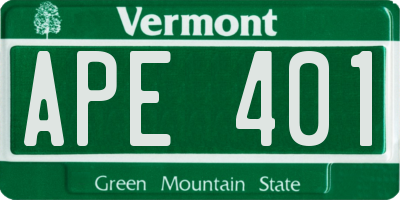 VT license plate APE401