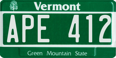 VT license plate APE412
