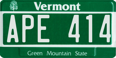 VT license plate APE414
