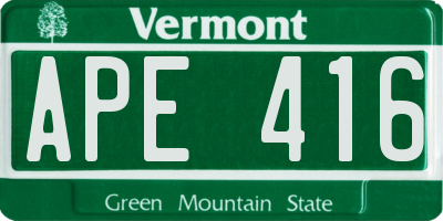 VT license plate APE416