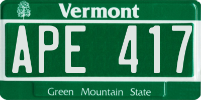 VT license plate APE417