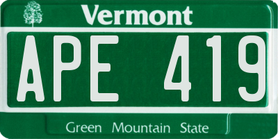 VT license plate APE419