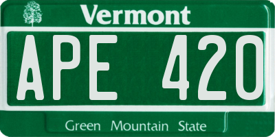 VT license plate APE420