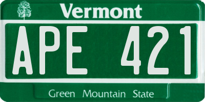 VT license plate APE421