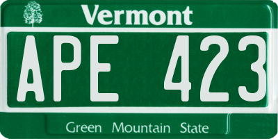 VT license plate APE423