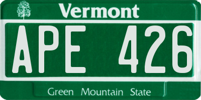 VT license plate APE426