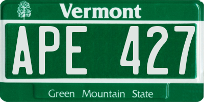 VT license plate APE427