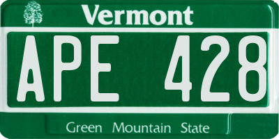 VT license plate APE428