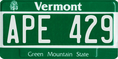 VT license plate APE429
