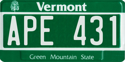 VT license plate APE431