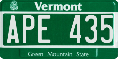 VT license plate APE435