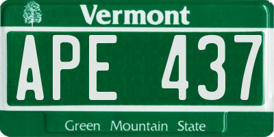 VT license plate APE437
