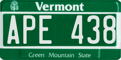 VT license plate APE438