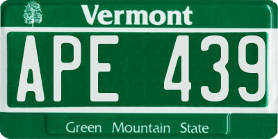 VT license plate APE439
