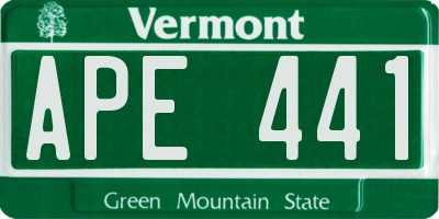 VT license plate APE441