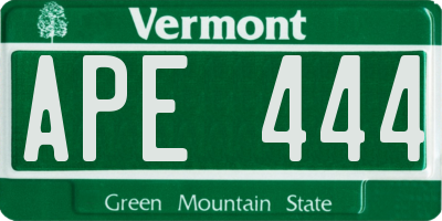 VT license plate APE444