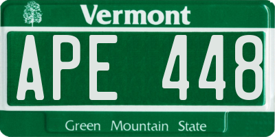 VT license plate APE448