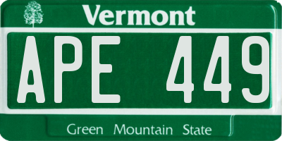 VT license plate APE449
