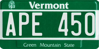 VT license plate APE450