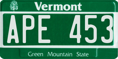 VT license plate APE453
