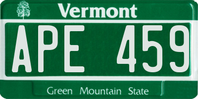 VT license plate APE459