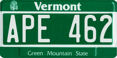VT license plate APE462