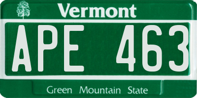 VT license plate APE463