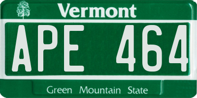 VT license plate APE464