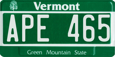 VT license plate APE465
