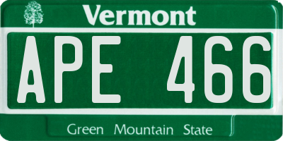 VT license plate APE466