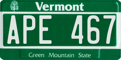 VT license plate APE467