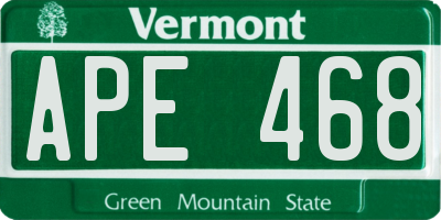 VT license plate APE468