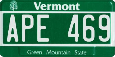 VT license plate APE469
