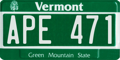 VT license plate APE471