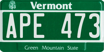 VT license plate APE473