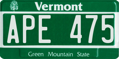 VT license plate APE475