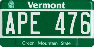 VT license plate APE476