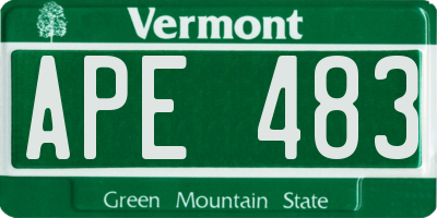 VT license plate APE483