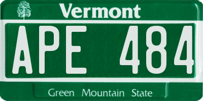 VT license plate APE484